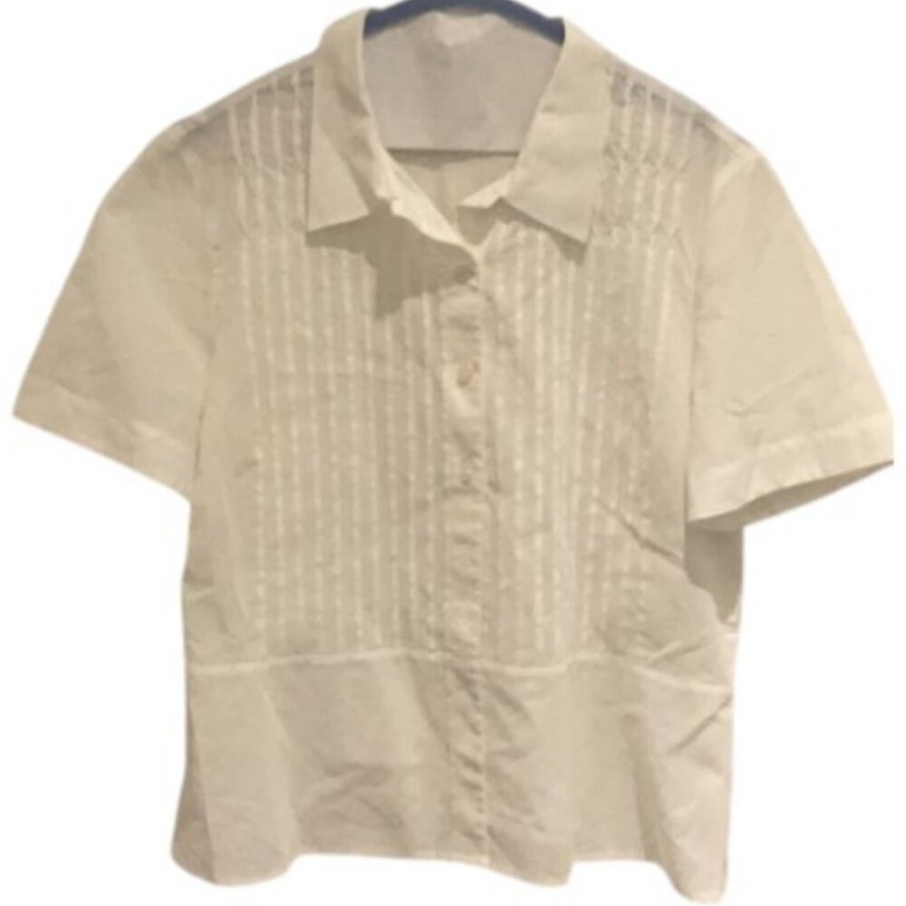 Giorgio Armani white collared button down tuxedo top size EU48